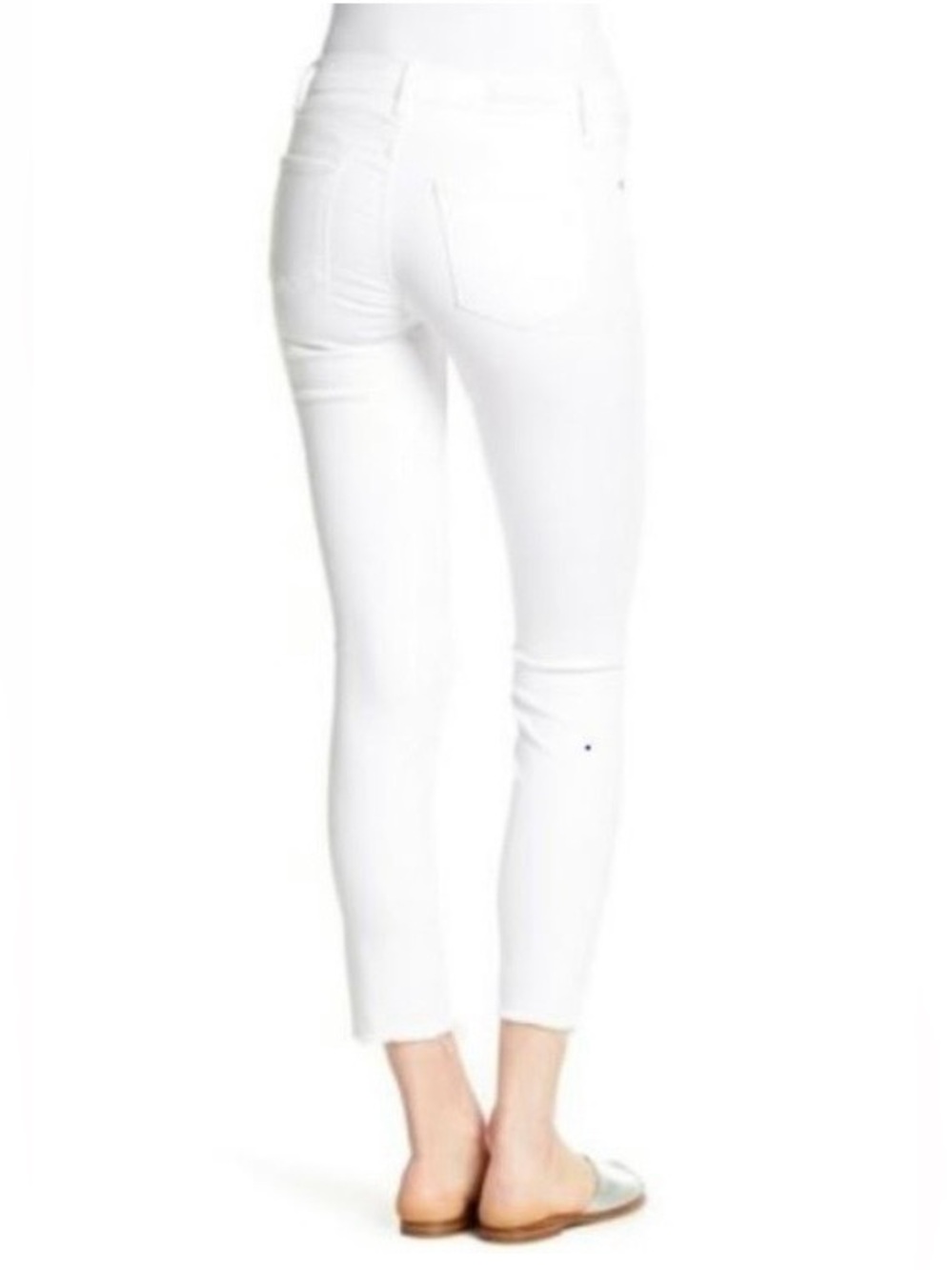 Articles of Society Carly Distressed Cropped Raw Hem Jeans in White Womens 28 - Picture 4 of 10